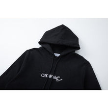 OW embroidered line arrow pattern pullover hooded sweater