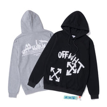 OW Square Letter Arrow Pattern Hooded Sweater
