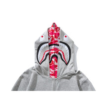 Bathing Ape Bape Hoodie Grey Pink Double Hood Cardigan Zip Hooded Fleece Shark
