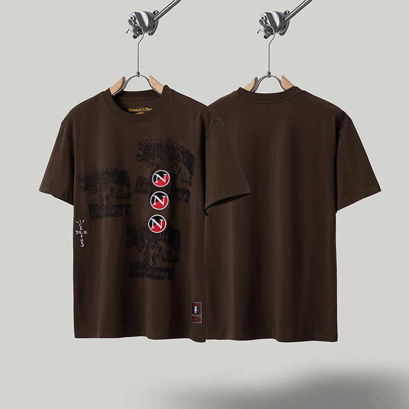 Travis Scott T Shirts x Mitchell x Ness Northeastern Huskies Seal Short Sleeve