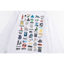 OW multi-LOGO pattern loose pullover hooded sweatshirt