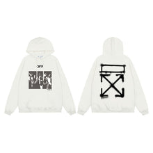 OW Blur Portrait Arrow Pattern Pullover Hooded Sweater