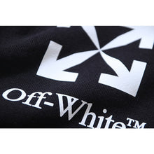 OW letter arrow print pattern pullover hooded sweater
