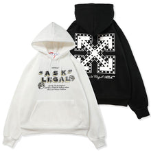 OW dotted letter arrow pattern fleece hooded sweater