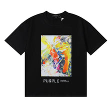 Purple T Shirts Bright Abstract Painting Printing Cotton Casual Short Sleeve Men and Women