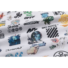OW multi-LOGO pattern loose pullover hooded sweatshirt
