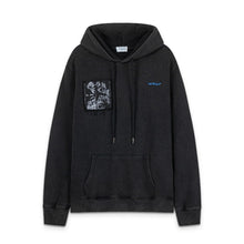 OW oil painting portrait pattern washed water pullover hooded sweatshirt