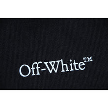OW letter print pattern pullover hooded sweater