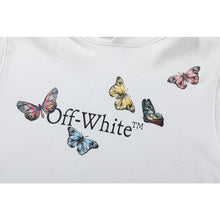 OW Butterfly Letter Print Pattern Pullover Hooded Sweater