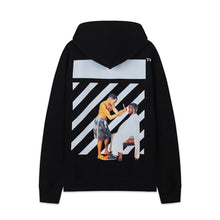 OW Black Barber Pattern Pullover Hooded Sweatshirt