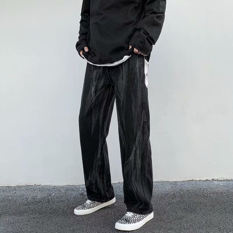 Men Jeans Loose Straight Straight-Leg Wide-Leg Pants