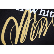 OW letter arrow print pattern pullover hooded sweater