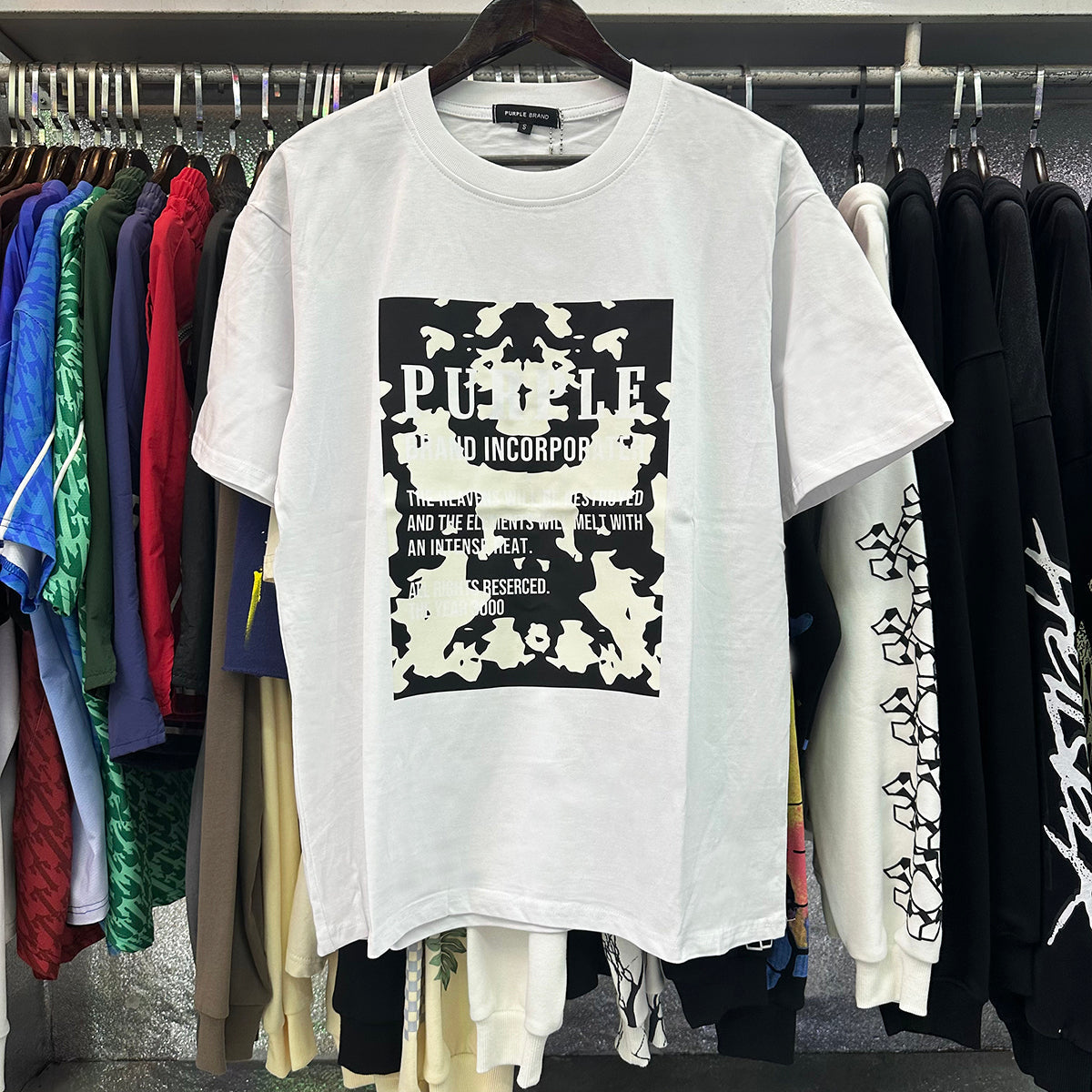 Purple T Shirts Milk Spot Printing Cotton Loose Casual Short Sleeve Men and Women