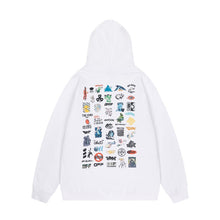 OW multi-LOGO pattern loose pullover hooded sweatshirt
