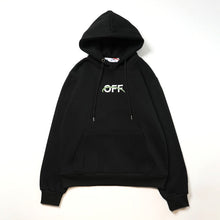 OW excavator letter pattern fleece hooded sweater