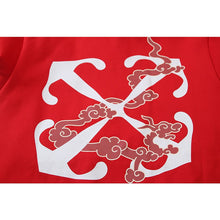 OW auspicious cloud letter arrow pattern hooded sweater