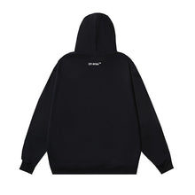 OW letter print pattern pullover hooded sweater