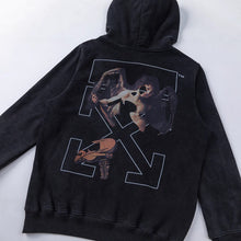 OW Angel Violin Pattern Pullover Hooded Sweater