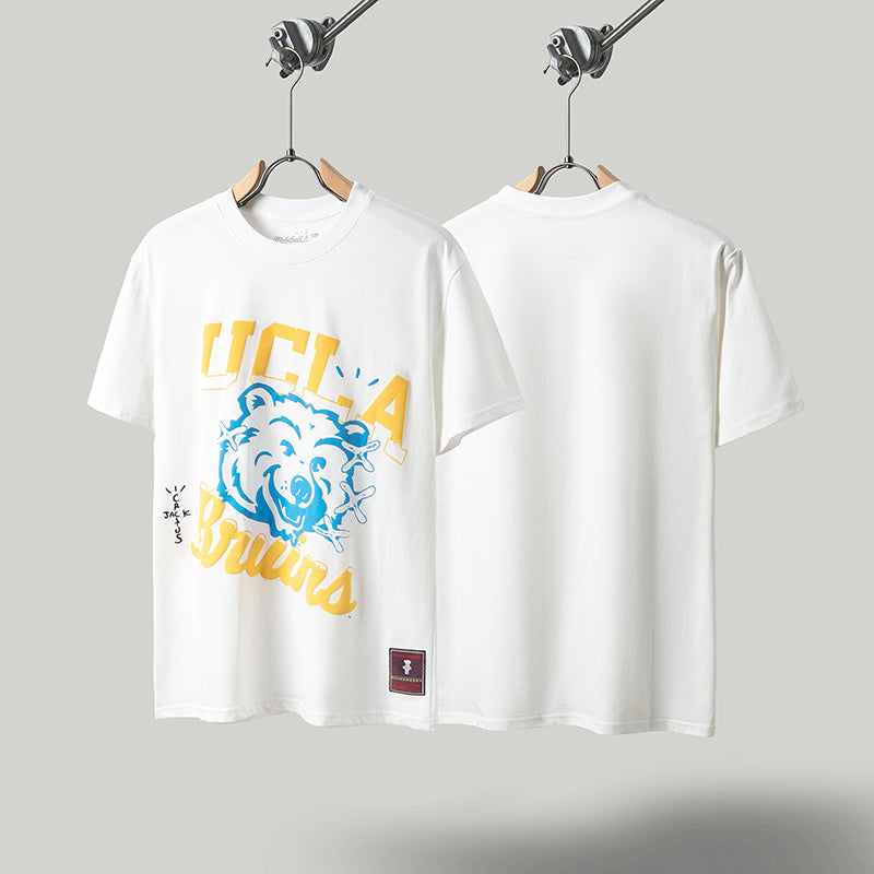 Travis Scott T Shirts x Mitchell x Ness UCLA Bruins Hand-Drawn Short Sleeve