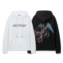 OW angel oil painting pattern pullover hooded sweater