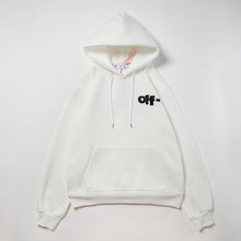 OW large letter print pattern fleece hooded sweater