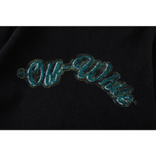 OW Bath Portrait Letter Pattern Pullover Hooded Sweater