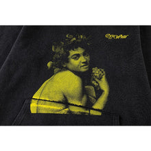 OW Bath Portrait Letter Pattern Pullover Hooded Sweater