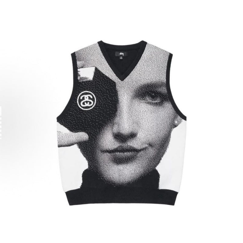 Stussy Sweater High-quality knitwear for autumn winter Face-pattern sweater vest