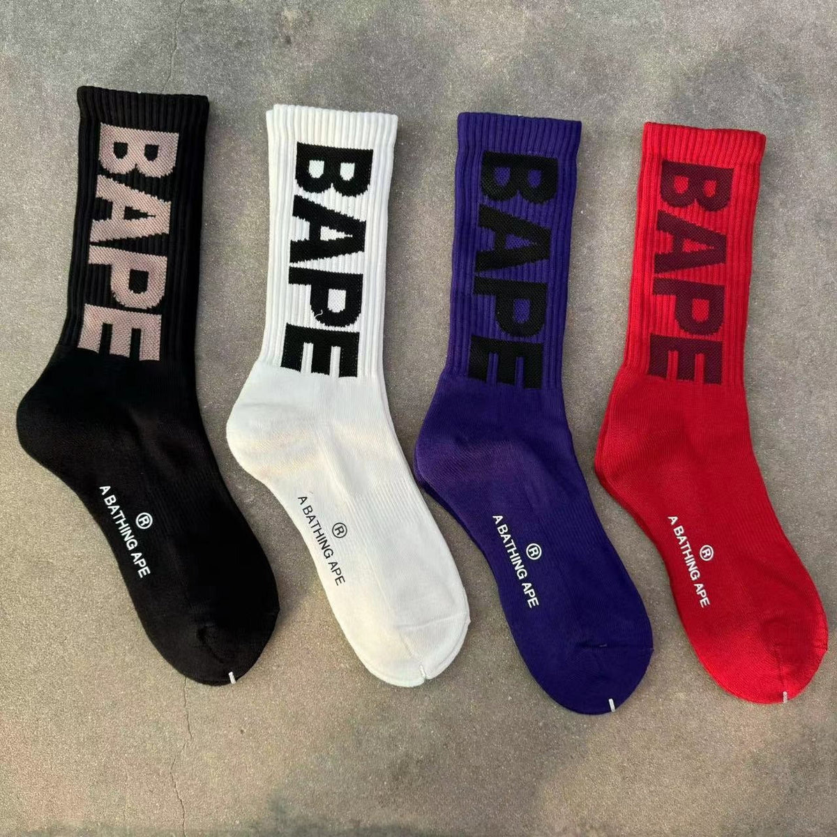 Bathing Ape Bape Socks Ape Head Thickened Towel Bottom Men's and Women's Sports Basketball Letter Couple