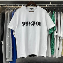 Purple T Shirts Gothic Letter Print Cotton Casual Short Sleeves Men and Women