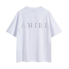 Amiri T Shirts Washed Series Hot-fix rhinestone font