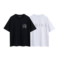 Amiri T Shirts Washed Series Hot-fix rhinestone font