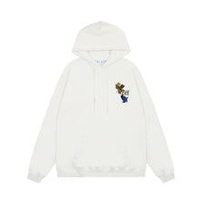OW Maple Leaf Letter Arrow Pattern Pullover Hooded Sweater