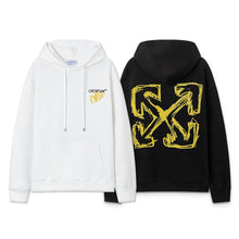 OW Whirlwind Letter Arrow Pattern Pullover Hooded Sweater
