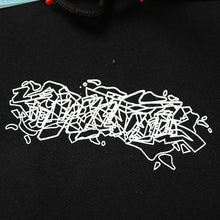 OW Chaos Letter Print Pattern Fleece Hooded Sweater