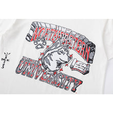 Travis Scott T Shirts x Mitchell x Ness Northeastern Huskies Hand-Deawn Short Sleeve