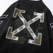 OW oil painting portrait pattern pullover hooded sweater