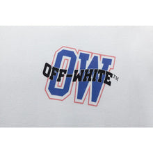 OW Blue Letter Arrow Pattern Pullover Hooded Sweater