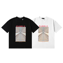 Purple T Shirts Dizzy Pattern Printed Cotton Short Sleeves Men and Women