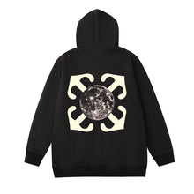 OW Saturn Arrow Pattern Pullover Hooded Sweater