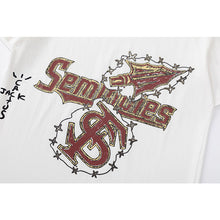 Travis Scott T Shirts x Mitchell x Ness FLORIDA STATE UNIVERSITY logo print short-sleeve