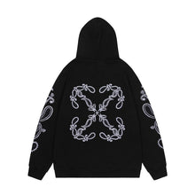 OW embroidered cashew flower pattern pullover hooded sweater