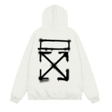 OW Blur Portrait Arrow Pattern Pullover Hooded Sweater