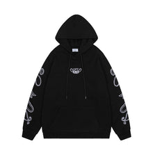 OW embroidered cashew flower pattern pullover hooded sweater