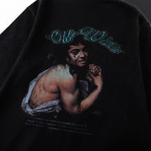 OW Bath Portrait Letter Pattern Pullover Hooded Sweater