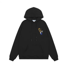 OW Maple Leaf Letter Arrow Pattern Pullover Hooded Sweater