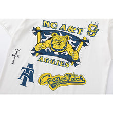 Travis Scott T Shirts x Mitchell x Ness North Carolina AT Aggies Hand-Drawn Short Sleeve