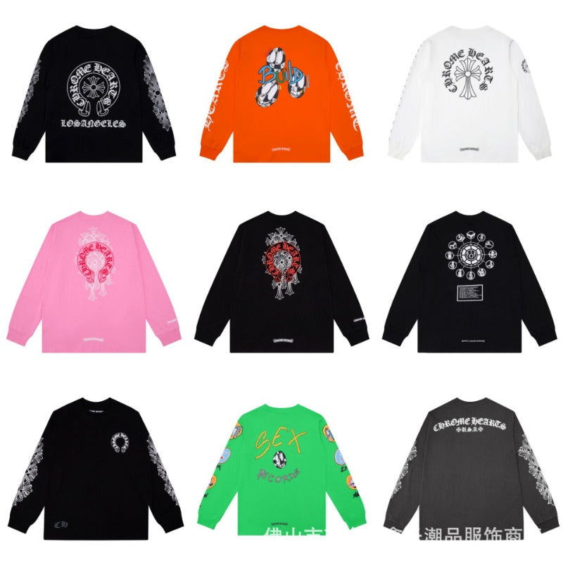 CHH Chrome Heart Long Sleeve Shirt Unisex Fashion Loose Long Sleeve Shirt