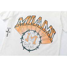 Travis Scott T Shirts x Mitchell x Ness Miami Hurricanes Hand-Drawn Short Sleeve