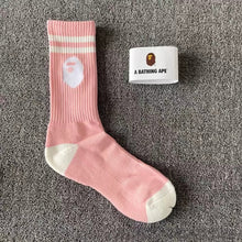 Bathing Ape Bape Socks Ape Head Towel Bottom Socks Men's and Women's Color Sports Trend Brand Long Tube Skateboard